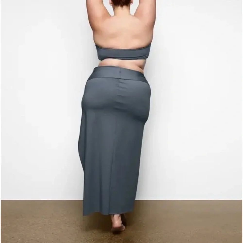 SKIMS Swim Shaping Long Maxi Skirt w/ Slit | Color: Gunmetal | NEW/NWT!! 🩶🩶🩶